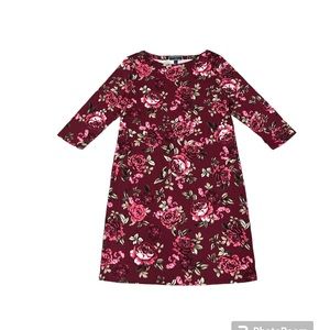 Karen Scott Sport Burgundy Floral 3/4 Sleeve Dress Size L